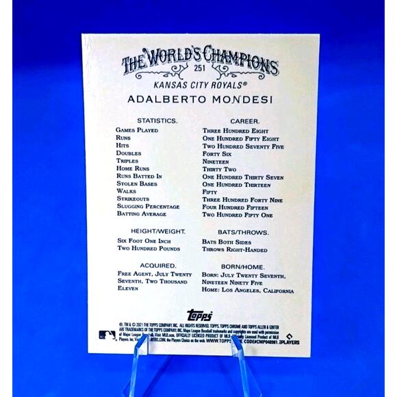 2021 Topps Allen & Ginter Chrome - Adalberto Mondesi #251 - Picture 4 of 4